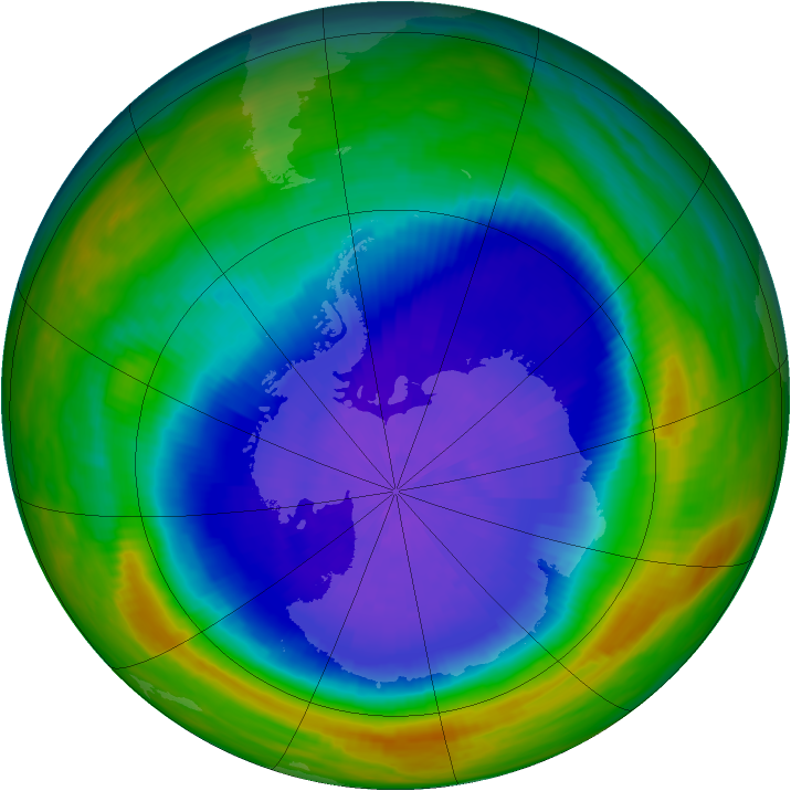 Antarctic ozone map for 03 October 1987